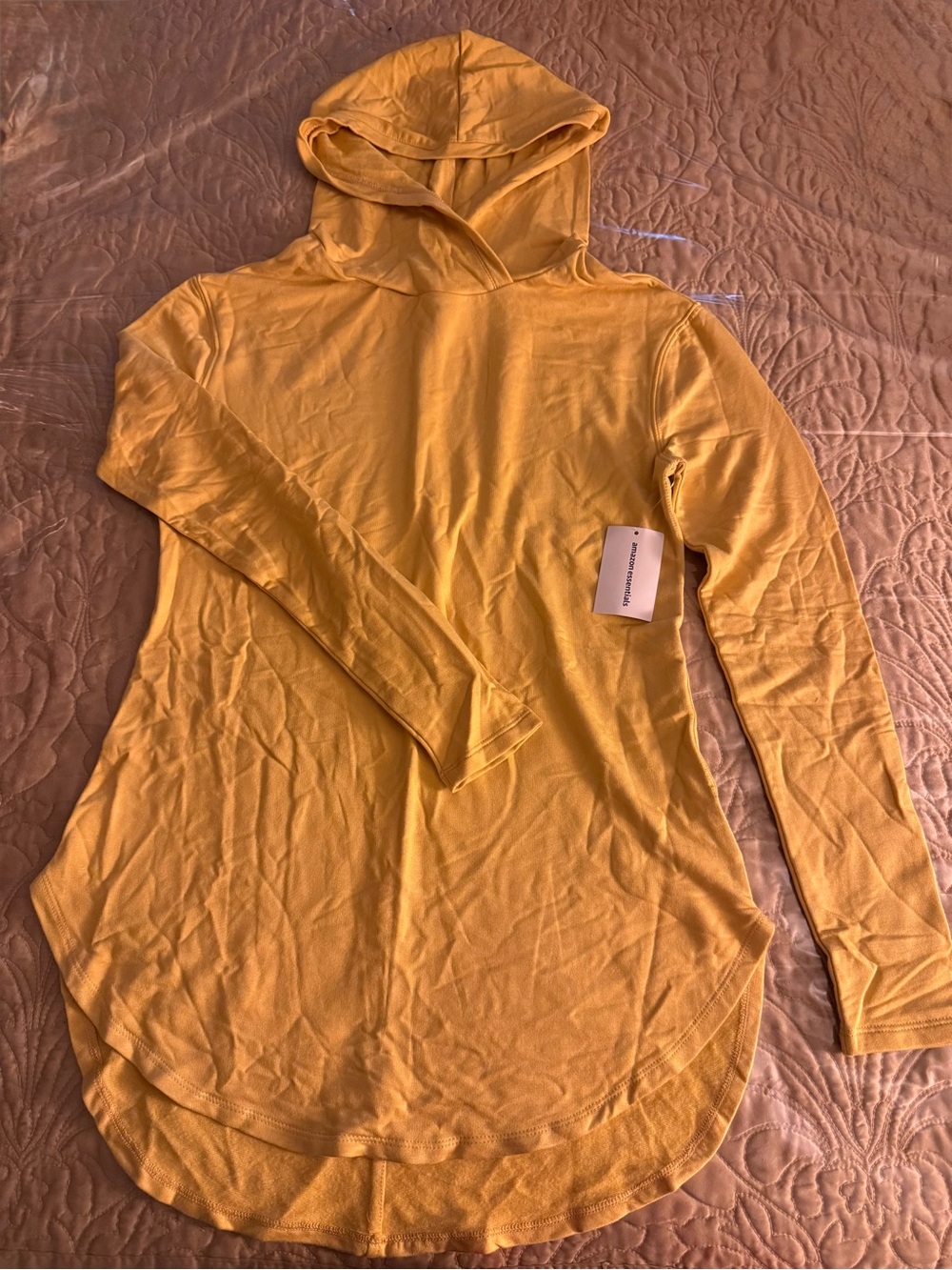 Amazon Essentials Mustard Yellow Long Sleeve Hooded Tunic